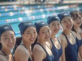 宮城県　女子水泳部　集合写真　#部活　#水泳部　#競泳水着　#AI美少女　　