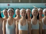 山形県　女子水泳部　集合写真　#部活　#水泳部　#競泳水着　#AI美少女　　