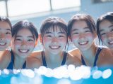 宮崎県　水泳部女子　集合写真　#部活　#水泳部　#競泳水着　#AI美少女　　