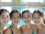徳島県　女子水泳部　集合写真　#部活　#水泳部　#競泳水着　#AI美少女　　